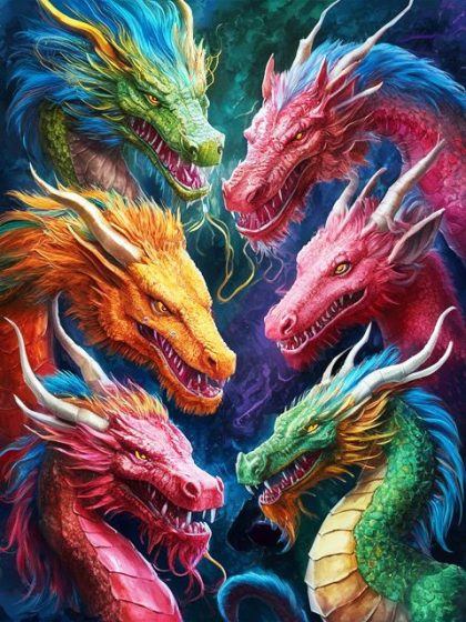 Dragon |  Dragons Swarm – Paint by Numbers Kit 60x75cm(24×29.5in) Dragon Dragon