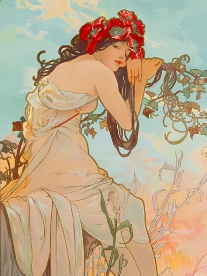 Famous Kits |  Alphonse Mucha – Summer 60x75cm(24×29.5in) Famous Famous Kits