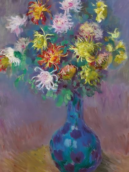 Famous Kits |  Claude Monet – Vase of Chrysanthemums 60x75cm(24×29.5in) Famous Famous Kits