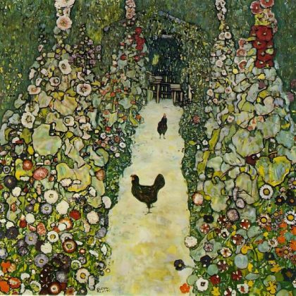 Famous Kits |  Gustav Klimt – Path with Chickens 60x60cm(23.5×23.5in) Famous Famous Kits