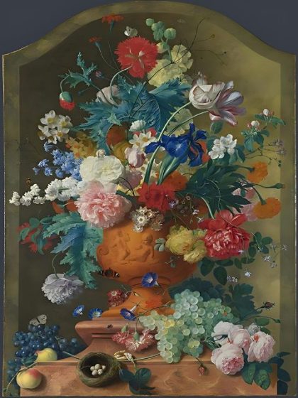 Famous Kits |  Jan Van Huysum – Flowers in a Terracotta Vase 60x75cm(24×29.5in) Famous Famous Kits