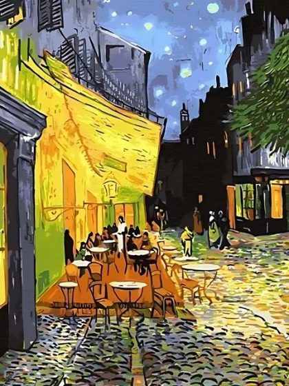 Famous Kits |  Vincent Van Gogh – Café Terrace At Night 60x75cm(24×29.5in) Famous Famous Kits