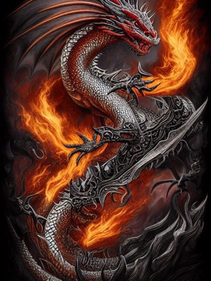 Fantasy Kits |  Chinese Dragon of Fire – Paint by Numbers Kit 60x75cm(24×29.5in) Fantasy Fantasy Kits