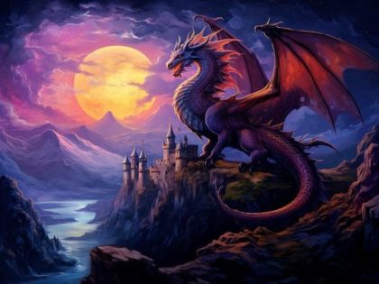 Fantasy Kits |  Dragon Rules His Kingdom – Paint by Numbers Kit 60x75cm(24×29.5in) Fantasy Fantasy Kits