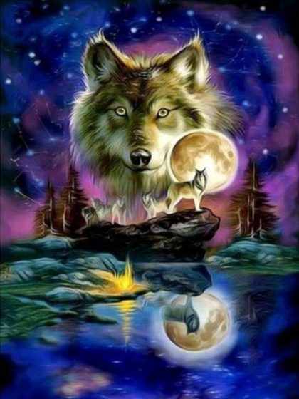 Fantasy Kits |  Full Moon Wolf 60x75cm(24×29.5in) Fantasy Fantasy Kits