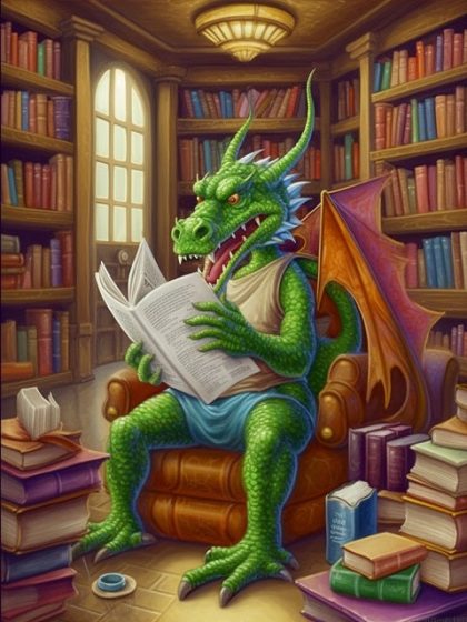 Fantasy Kits |  Reading Dragon – Paint by Numbers Kit 60x75cm(24×29.5in) Fantasy Fantasy Kits