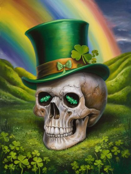 Fantasy Kits |  St. Patrick Skull with Green Hat – Paint by Numbers Kit 60x75cm(24×29.5in) Fantasy Fantasy Kits