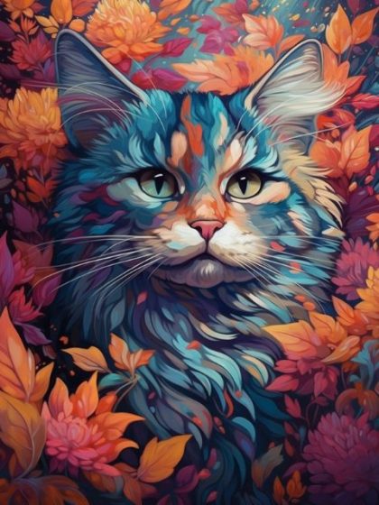 Floral Kits |  Adorable Cat 60x75cm(24×29.5in) Floral Kits Floral Kits