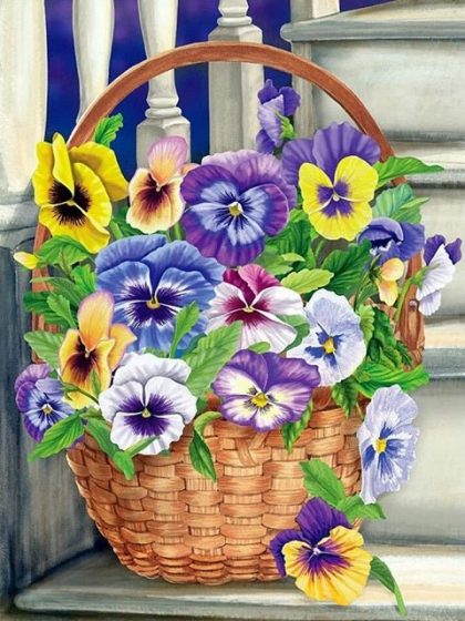 Floral Kits |  Bucket of Violets 60x75cm(24×29.5in) Floral Kits Floral Kits