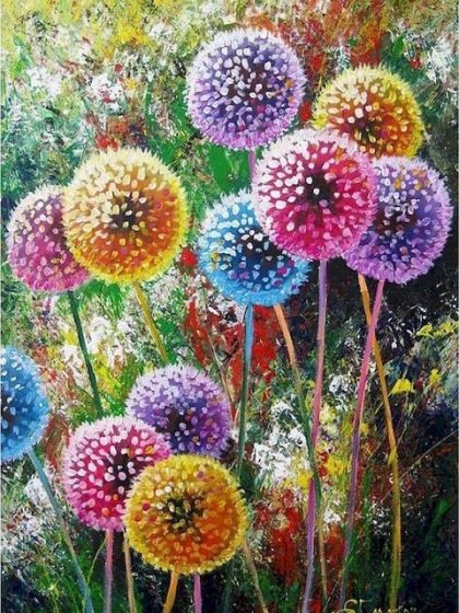 Floral Kits |  Colorful Dandelions 60x75cm(24×29.5in) Floral Kits Floral Kits