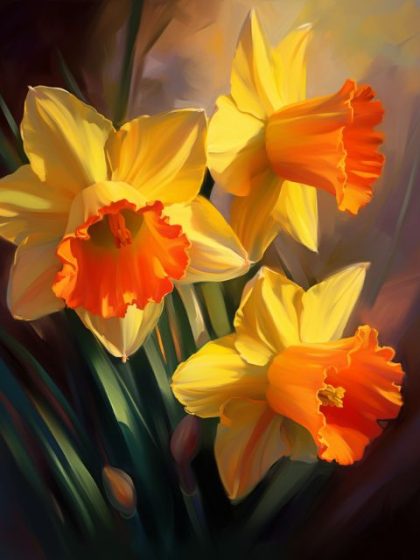 Floral Kits |  Daffodils Paint by Numbers 60x75cm(24×29.5in) Floral Kits Floral Kits