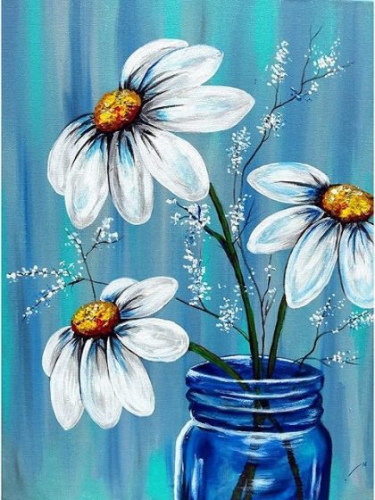 Floral Kits |  Daisies in Blue 60x75cm(24×29.5in) Floral Kits Floral Kits