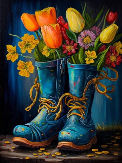 Floral Kits |  Flowers in Boots 60x75cm(24×29.5in) Floral Kits Floral Kits