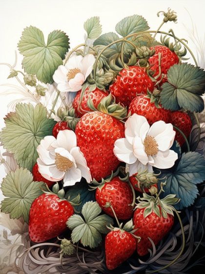 Floral Kits |  Juicy Strawberries 60x75cm(24×29.5in) Floral Kits Floral Kits