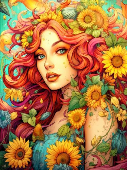 Floral Kits |  Lady Autumn – Paint by Numbers 60x75cm(24×29.5in) Floral Kits Floral Kits