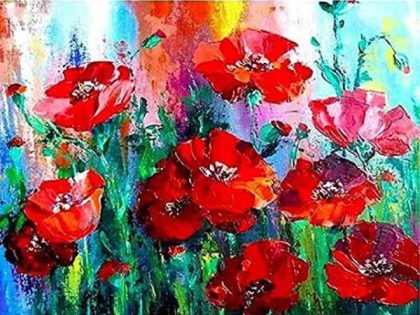 Floral Kits |  Modern Art Poppies 60x75cm(24×29.5in) Floral Kits Floral Kits