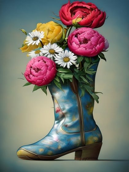 Floral Kits |  My Vintage Boot is Blooming 60x75cm(24×29.5in) Floral Kits Floral Kits