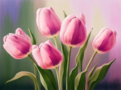 Floral Kits |  Pink Tulips 60x75cm(24×29.5in) Floral Kits Floral Kits