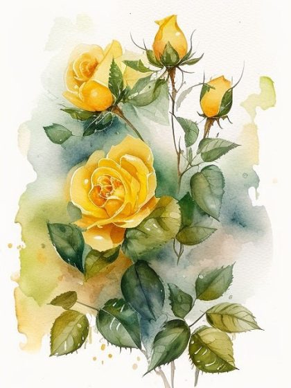 Floral Kits |  Romantic Yellow Rose Morning 60x75cm(24×29.5in) Floral Kits Floral Kits