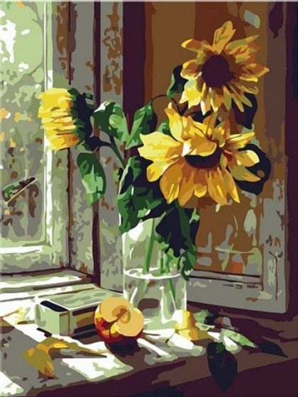 Floral Kits |  Sunflowers in Jar – Paint by Numbers Kit 60x75cm(24×29.5in) Floral Kits Floral Kits