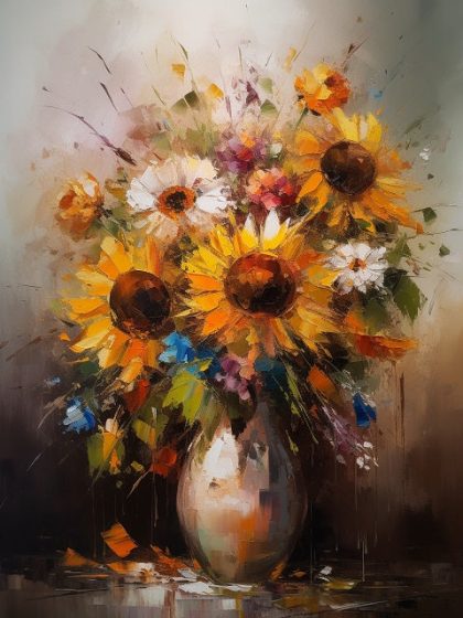 Floral Kits |  Sunflowers in Vase – Paint by Numbers Kit 60x75cm(24×29.5in) Floral Kits Floral Kits