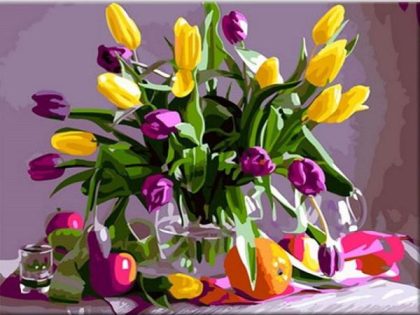 Floral Kits |  Tulips Still Life 60x75cm(24×29.5in) Floral Kits Floral Kits