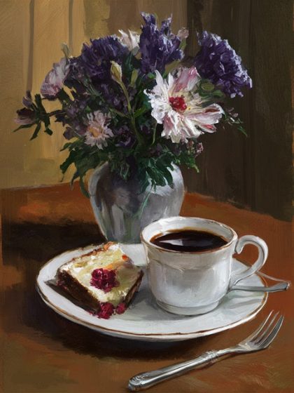 Food and Drinks |  Coffee and Cake 60x75cm(24×29.5in) Food & Drinks Food & Drinks