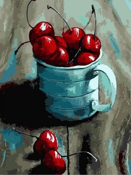 Food and Drinks |  Cup of Cherries 60x75cm(24×29.5in) Food & Drinks Food & Drinks