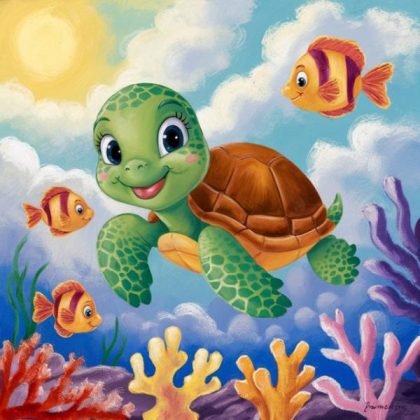 For Children |  Little Turtle – Paint by Numbers 20x20cm(8x8in) For Children For Children