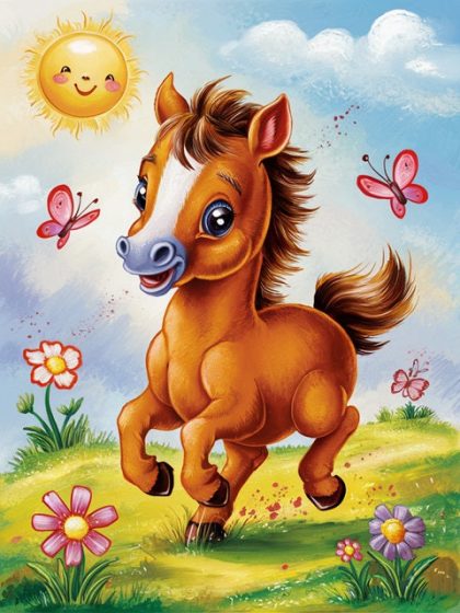 For Children |  Small Horse – Paint by Numbers 60x75cm(24×29.5in) For Children For Children