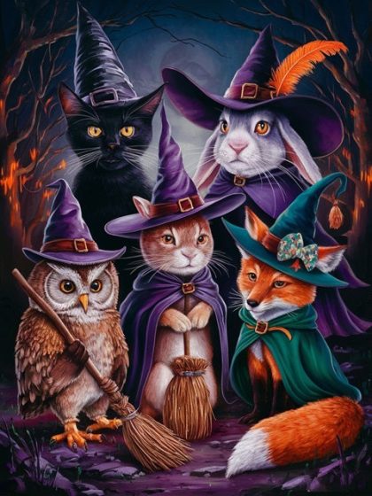 Halloween |  Animal Witches 60x75cm(24×29.5in) Halloween Halloween