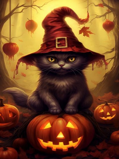 Halloween |  Cat Witch 60x75cm(24×29.5in) Halloween Halloween