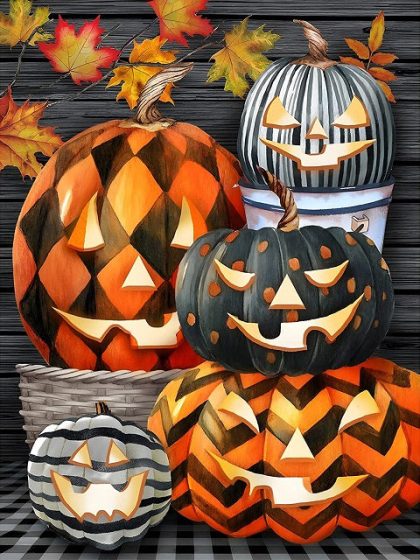 Halloween |  Decorated Halloween Pumpkins 60x75cm(24×29.5in) Halloween Halloween