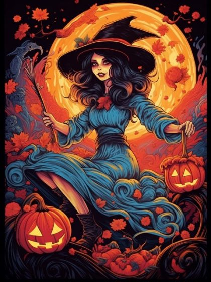 Halloween |  Diabolical Witch 60x75cm(24×29.5in) Halloween Halloween