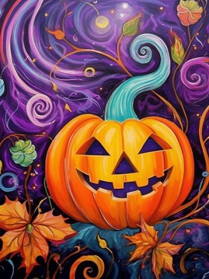 Halloween |  Halloween Pumpkin Grim Smile 60x75cm(24×29.5in) Halloween Halloween