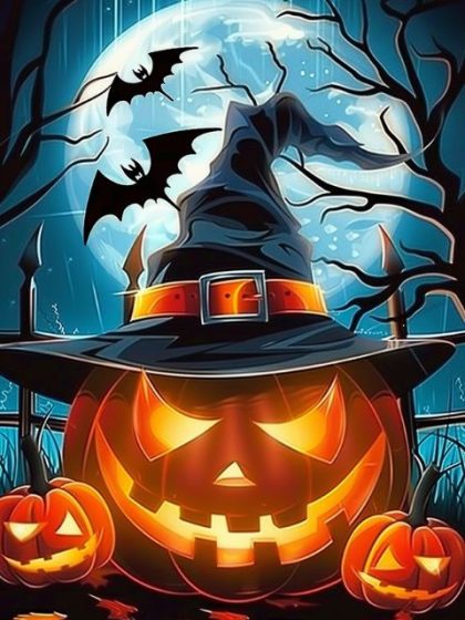 Halloween |  Pumpkin at night 60x75cm(24×29.5in) Halloween Halloween