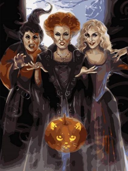 Halloween |  Three Beautiful Witches 60x75cm(24×29.5in) Halloween Halloween