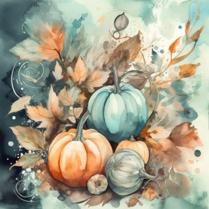 Halloween |  Watercolor Style Pumpkins 60x60cm(23.5×23.5in) Halloween Halloween