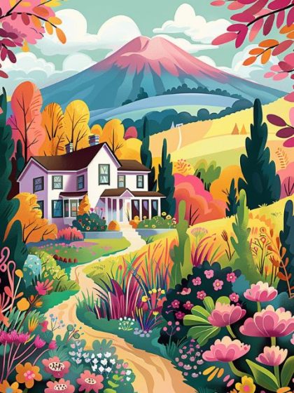 House |  Idyllic Mountain House 60x75cm(24×29.5in) House House