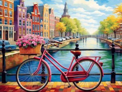 Landscape |  Amsterdam Bicycle Serenade 60x75cm(24×29.5in) Landscape Landscape