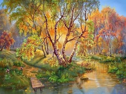 Landscape |  Autumn Birches – Paint by Numbers Kit 60x75cm(24×29.5in) Landscape Landscape