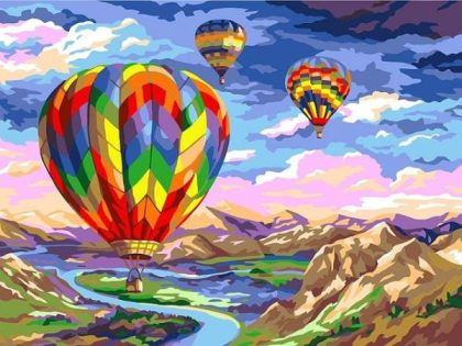 Landscape |  Balloons in Mountains – Paint by Numbers Kit 60x75cm(24×29.5in) Landscape Landscape