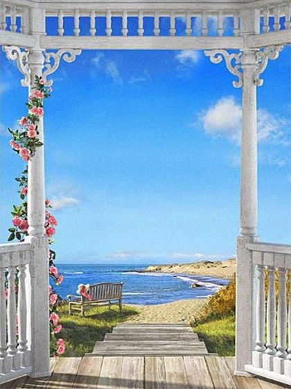 Landscape |  Beach House Balcony 60x75cm(24×29.5in) Landscape Landscape