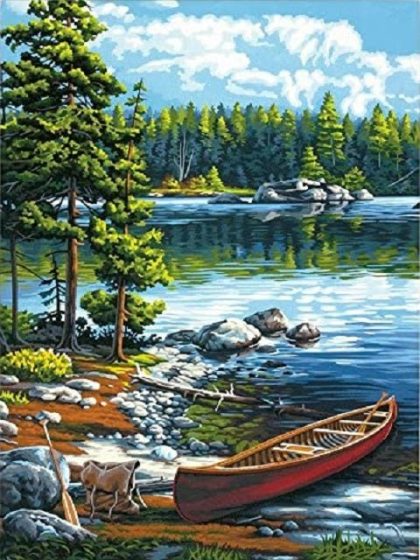 Landscape |  Boat in Wilderness – Paint by Numbers Kit 60x75cm(24×29.5in) Landscape Landscape