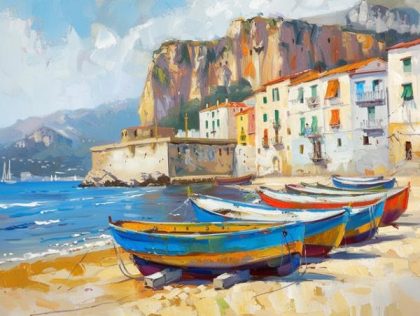 Landscape |  Boats at Bay 60x75cm(24×29.5in) Landscape Landscape