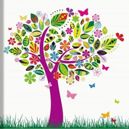 Landscape |  Butterfly Tree – Paint by Numbers Kit 60x60cm(23.5×23.5in) Landscape Landscape