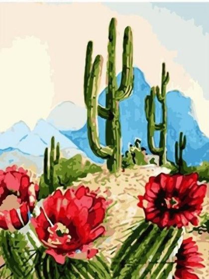 Landscape |  Cactus Desert – Paint by Numbers Kit 60x75cm(24×29.5in) Landscape Landscape