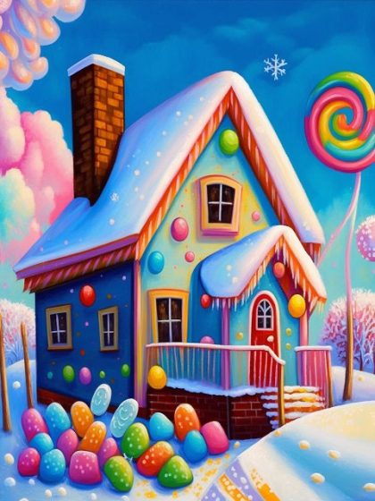 Landscape |  Candy Winter House 60x75cm(24×29.5in) Landscape Landscape