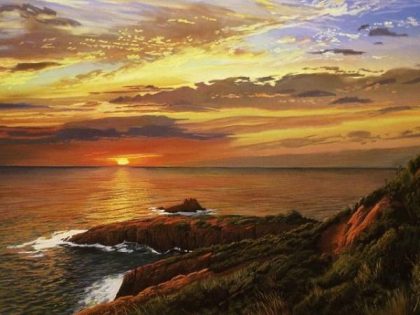 Landscape |  Cliff Sunset 60x75cm(24×29.5in) Landscape Landscape