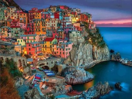 Landscape |  Colorful Town on Cliff 60x75cm(24×29.5in) Landscape Landscape